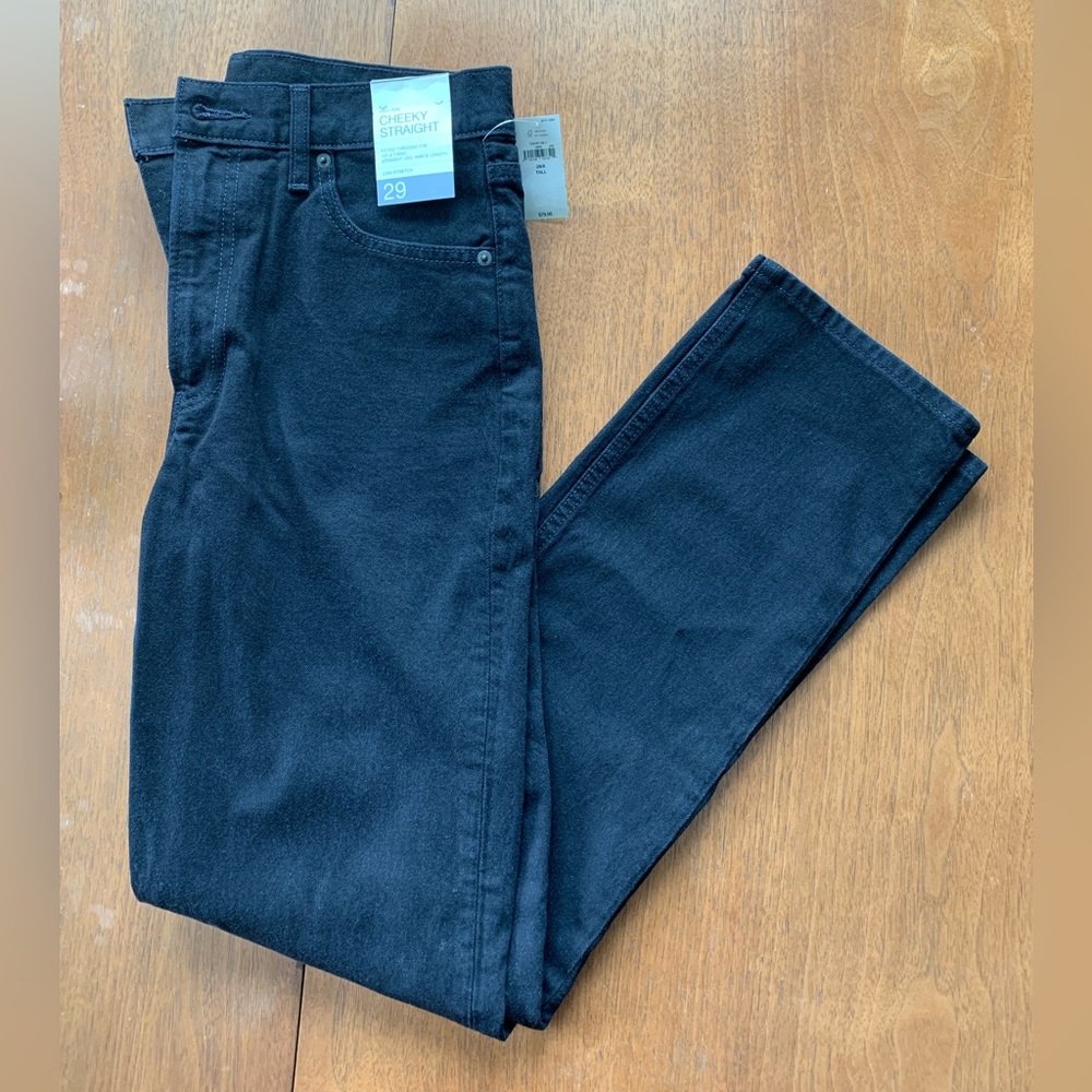 Gap high rise cheeky straight black denim.
